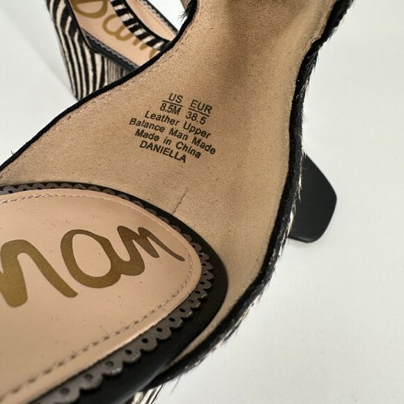 SAM EDELMAN Daniella Zebra Print Calf Hair Pink Barbie Block Heel 8.5 Sandals - Picture 9 of 9